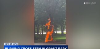Burning cross spotted in Grant Park; CPD investigating: VIDEO