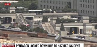 Lockdown at Pentagon in Washington D.C. due to hazardous materials incident