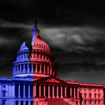 House Revolt Hits Trump’s Iran Moves United States Capitol split into blue and red halves
