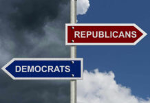 The ONE Thing Republicans and Democrats Agree On… Street signs pointing to Democrats and Republicans direction.